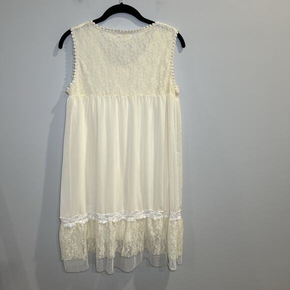 Olive Des Olive Sleeveless Lace Ruffle Cream Dress Cottage Core Boho Coquette - Picture 2 of 5